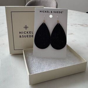 Nickel & Suede Black Teardrop Earrings